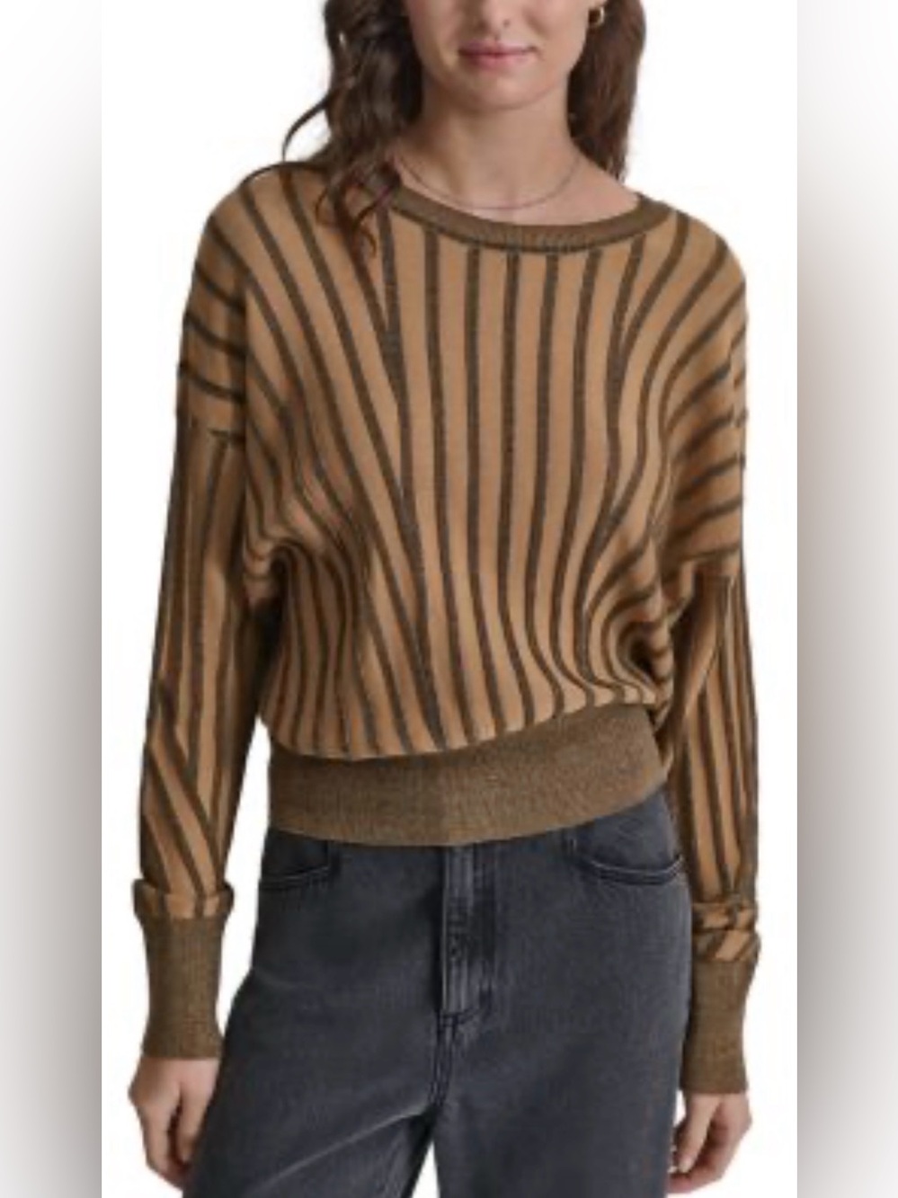 DKNY Metallic Ribbed Sweater, sz L